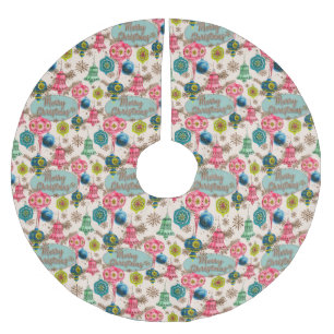 Jupon De Sapin En Polyester Brossé Noel rétro brillant