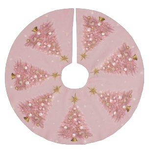 Jupon De Sapin En Polyester Brossé Noël rose or