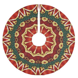 Jupon De Sapin En Polyester Brossé Noël Rouge Férié