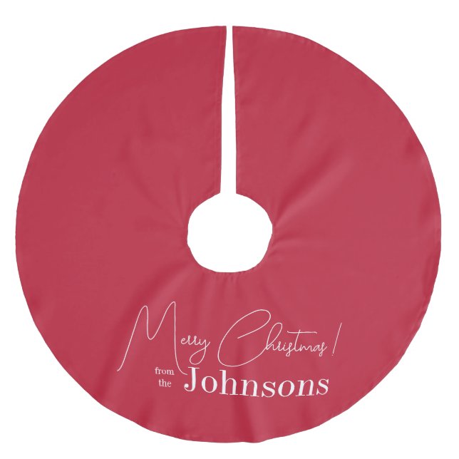 Jupon De Sapin En Polyester Brossé Noël Rouge Simple Famille Moderne (Devant)