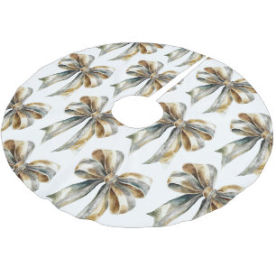 Jupon De Sapin En Polyester Brossé Noël Russe Blanc Bow Or Vert