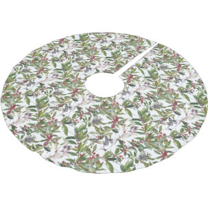 Jupon De Sapin En Polyester Brossé Noël Rustique hiver Holly Berries