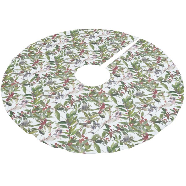 Jupon De Sapin En Polyester Brossé Noël Rustique hiver Holly Berries (Angle)