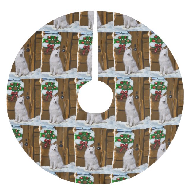 Jupon De Sapin En Polyester Brossé Noël Samoyé (Devant)