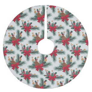Jupon De Sapin En Polyester Brossé Noël Vert Garland Rouge Rangées Or Accent Vert