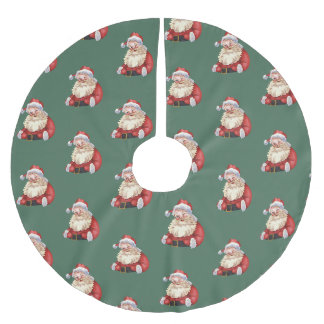Jupon De Sapin En Polyester Brossé Noël vintage du Père Noël