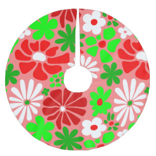 Jupon De Sapin En Polyester Brossé Noël vintage groovy années 60 floral