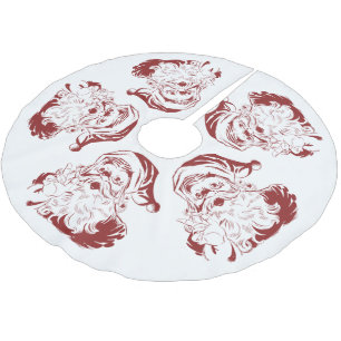 Jupon De Sapin En Polyester Brossé Noël Vintage, Retro Jolly Santa Claus en rouge