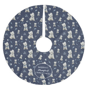 Jupon De Sapin En Polyester Brossé Noël Westie blanc