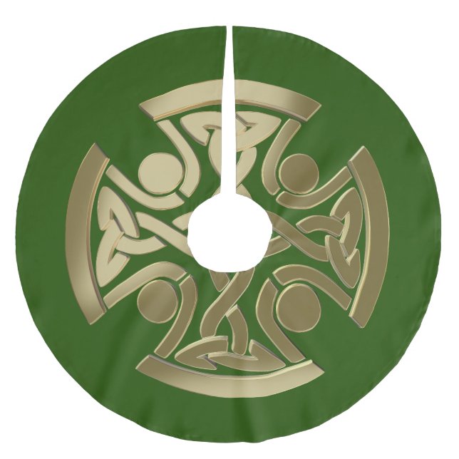 Jupon De Sapin En Polyester Brossé noeud d'or celtique (Devant)