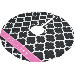 Jupon De Sapin En Polyester Brossé Noir Blanc Marocain #5 Hot Rose #2 Nom Monogramme