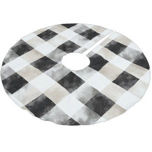 Jupon De Sapin En Polyester Brossé Noir Chic Crème Plaid Noël