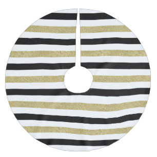 Jupon De Sapin En Polyester Brossé Noir Or Blancs Noël