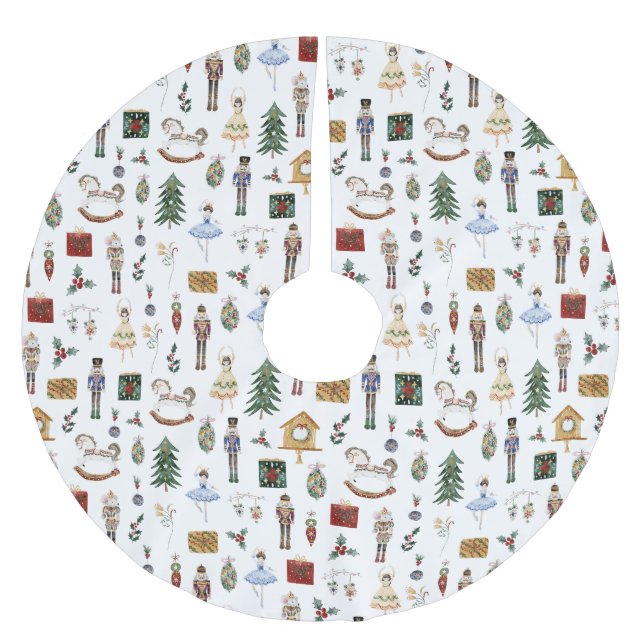 Jupon De Sapin En Polyester Brossé Noisette or rouge Sucre prune fée Noël (Devant)