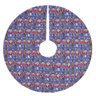 Jupon De Sapin En Polyester Brossé Noisette Soldats Joli Noël Bleu neige