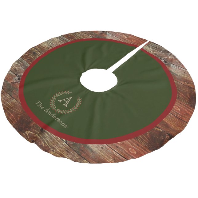 Jupon De Sapin En Polyester Brossé Nom de famille du bois de monogramme de cabine (Angle)