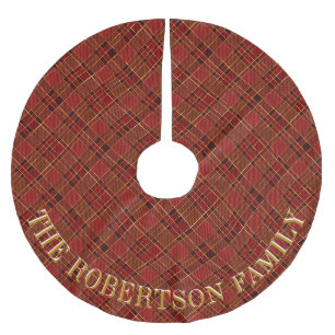 Jupon De Sapin En Polyester Brossé Nom de famille personnalisé rouge Plaid