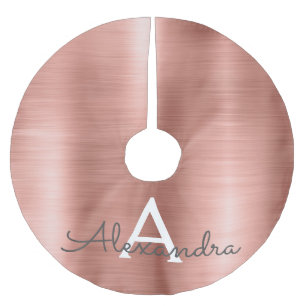 Jupon De Sapin En Polyester Brossé Nom et initiale de monogramme balayés par or rose