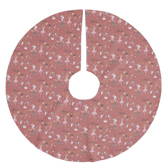 Jupon De Sapin En Polyester Brossé Nom personnalisé Nutcracker Ballet Ballerina Noël (Devant)