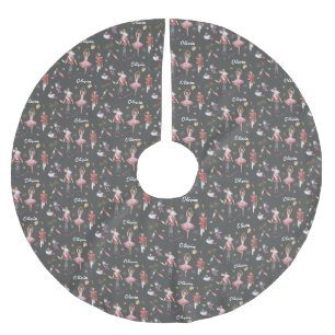 Jupon De Sapin En Polyester Brossé Nom personnalisé Nutcracker Ballet Ballerina Noël