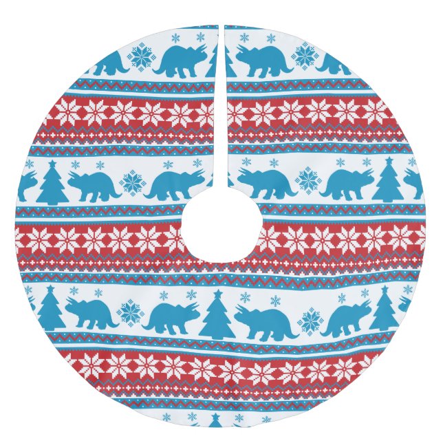 Jupon De Sapin En Polyester Brossé Nordic Fair Isle Triceratops Dinosaures Sweat (Devant)