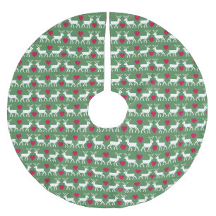 Jupon De Sapin En Polyester Brossé Nordic Reindeer & Hearts Motif