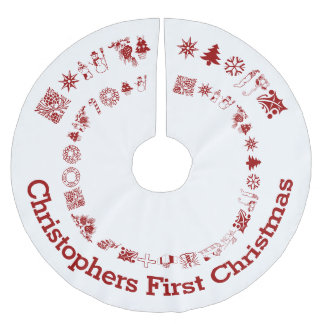 Jupon De Sapin En Polyester Brossé Nourriture personnalisée, premier Noël