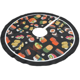 Jupon De Sapin En Polyester Brossé Nourriture sushi colorée Thème Noël