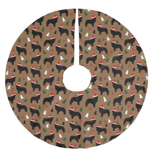 Jupon De Sapin En Polyester Brossé Nouveau Père Noël Chiens de Terre-Neuve Noël (Devant)