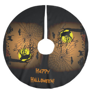 Jupon De Sapin En Polyester Brossé Nuit d'Halloween, Joyeux Halloween !