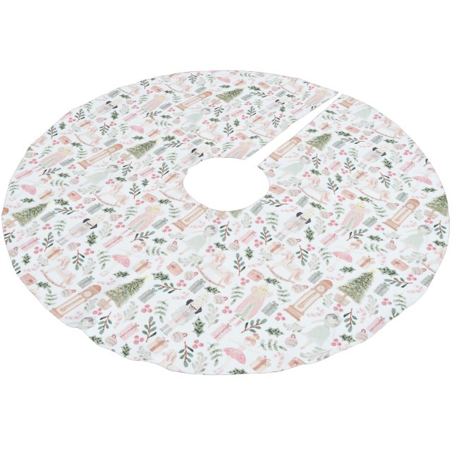 Jupon De Sapin En Polyester Brossé Nutcracker aquarelle vacances Brossé Polyeste (Angle)