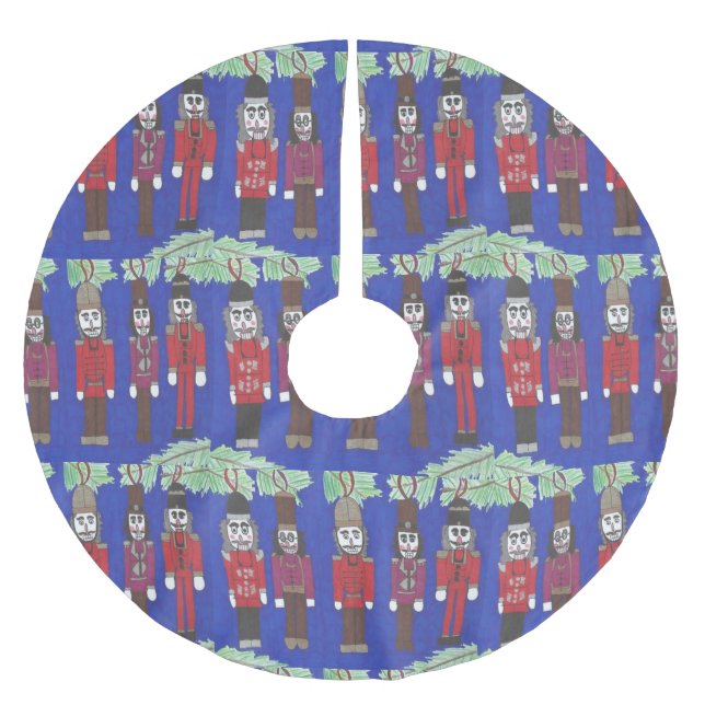 Jupon De Sapin En Polyester Brossé Nutcracker Suite Jupe d'arbre de Noël (Devant)