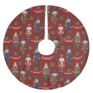 Jupon De Sapin En Polyester Brossé Nutcrackers de Noël Vintage Joyeux Noël Rouge