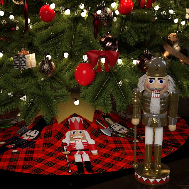 Jupon De Sapin En Polyester Brossé Nutcrackers et Red Plaid (Créateur téléchargé)