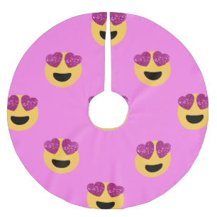 Jupon De Sapin En Polyester Brossé oeil de coeur émoji xmas jupe de noël