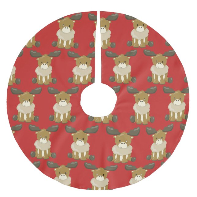Jupon De Sapin En Polyester Brossé Oie de Noël lunatique (Devant)