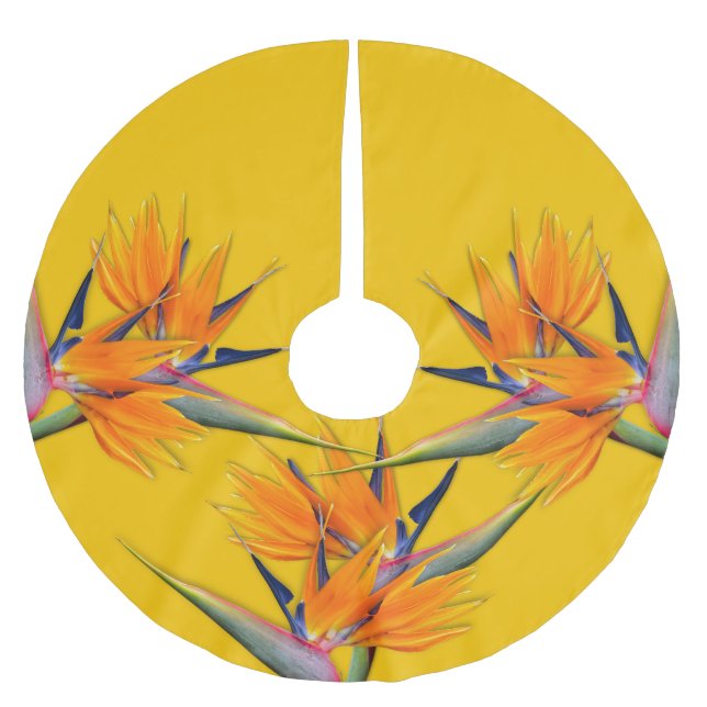 Jupon De Sapin En Polyester Brossé Oiseau de Paradis Fleurs Orange Tree Jupe (Devant)