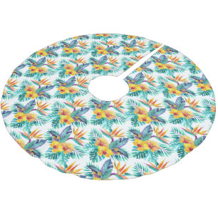 Jupon De Sapin En Polyester Brossé Oiseau du paradis et du motif d'orchidée