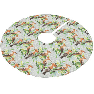 Jupon De Sapin En Polyester Brossé Oiseaux exotiques sur la dentelle