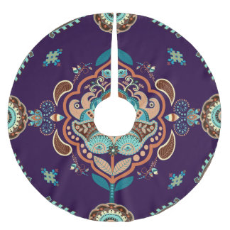 Jupon De Sapin En Polyester Brossé Ornement indien coloré, Frontière géométrique.