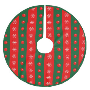 Jupon De Sapin En Polyester Brossé Ornements de Noël rouge moderne Snowflakes