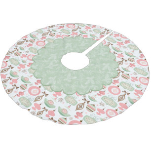 Jupon De Sapin En Polyester Brossé Ornements de vacances et Evergreens Treeskirt