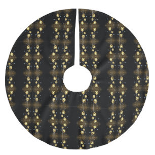 Jupon De Sapin En Polyester Brossé Ornements dorés de Noël Étoiles brillantes Pinceau