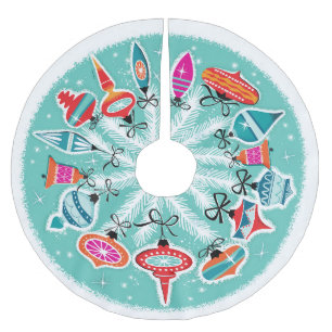 Jupon De Sapin En Polyester Brossé Ornements Rétro Aqua Arrière - plan