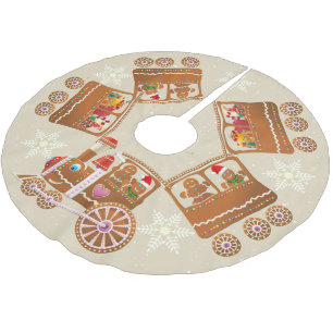 Jupon De Sapin En Polyester Brossé Pain d'épices coloré Cartographie du train de No