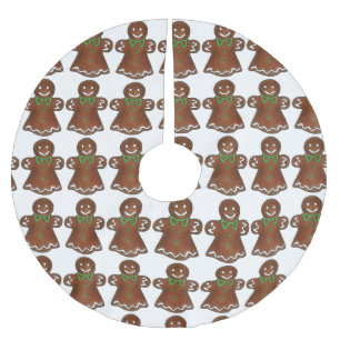 Jupon De Sapin En Polyester Brossé Pain d'épices Lady Noël Cookies Fêtes Bicyclette