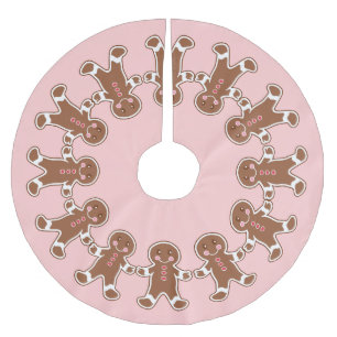 Jupon De Sapin En Polyester Brossé Pain d'épices rose Garçons Jupe d'arbre de Noël