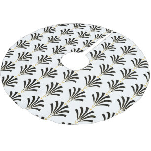 Jupon De Sapin En Polyester Brossé Palmettos Art déco des années 1920 en noir et blan