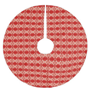 Jupon De Sapin En Polyester Brossé Papier peint Art Déco motif - rouge et blanc