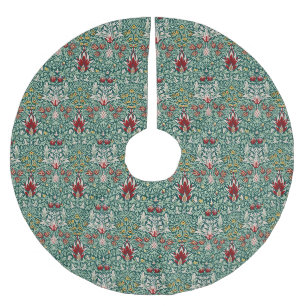 Jupon De Sapin En Polyester Brossé Papier peint floral vert forêt de William Morris